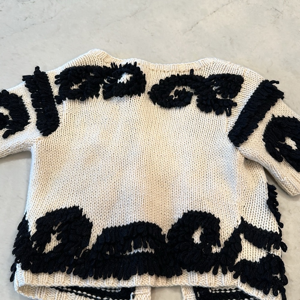 Women's Cream & Black Textured Knit Cardigan - Picture 9 of 13